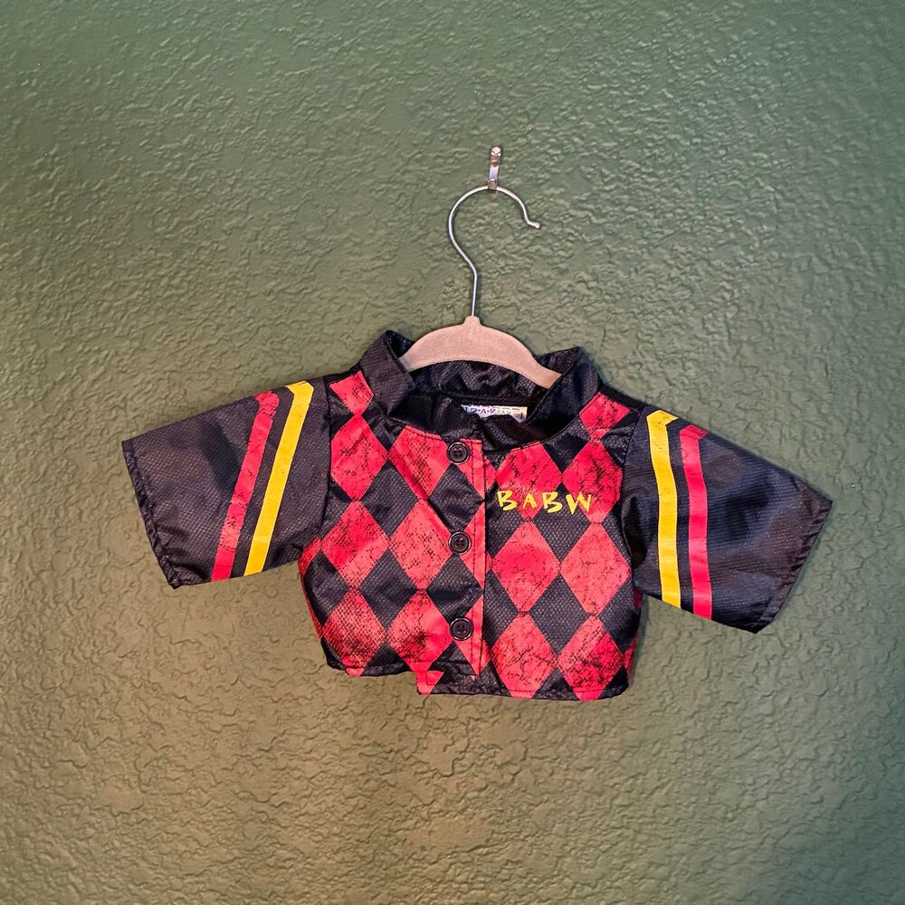 Build-A-Bear Workshop Red & Black Argyle Varsity Jacket Bear Clothing